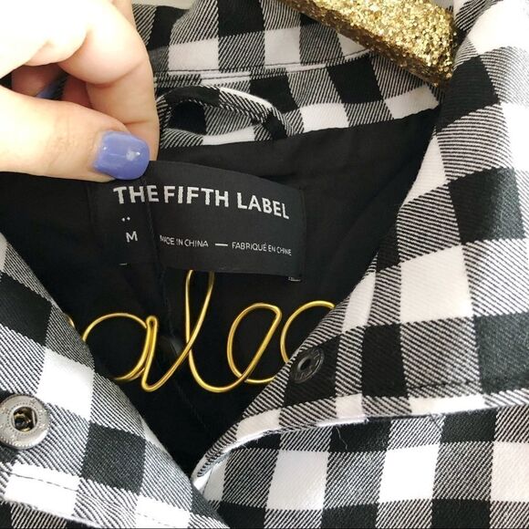 NWT The Fifth Label Black Gingham Bomber Jacket M - Picture 6 of 7